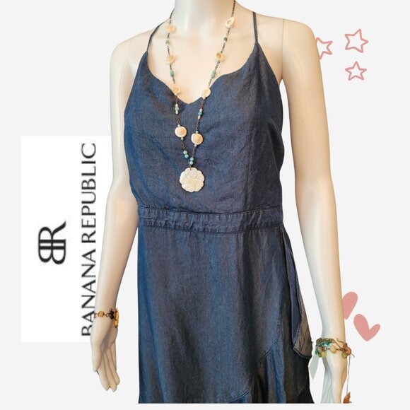 NWOT Banana Republic Denim Wrap Dress Sz 14 - Picture 2 of 3